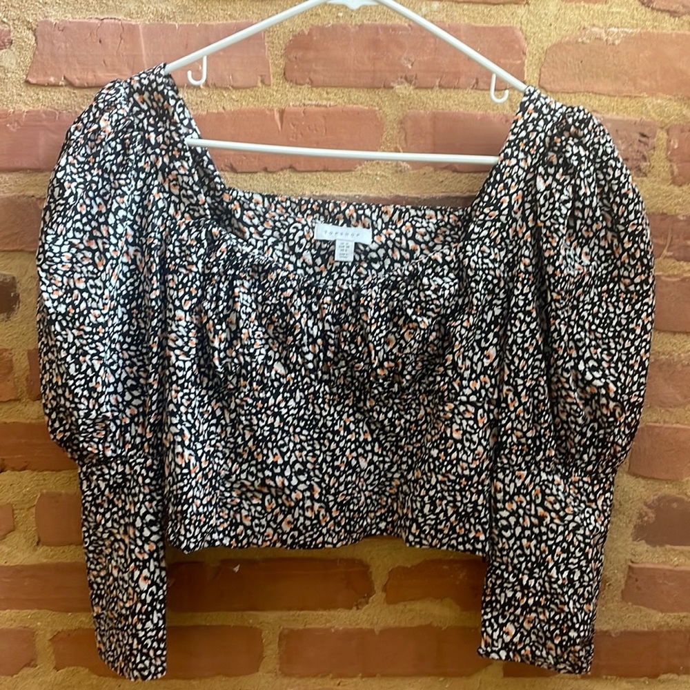 Topshop Corset Blouse in Animal Print